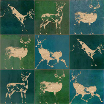 Mosaic House Moroccan tile CH_deer 10-24-28 Green Sea Green Teal  chiseled field 